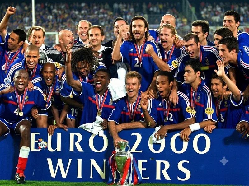 Pháp đăng quang EURO 1984 và 2000 với những thế hệ cầu thủ xuất sắc như Platini và Zidane.